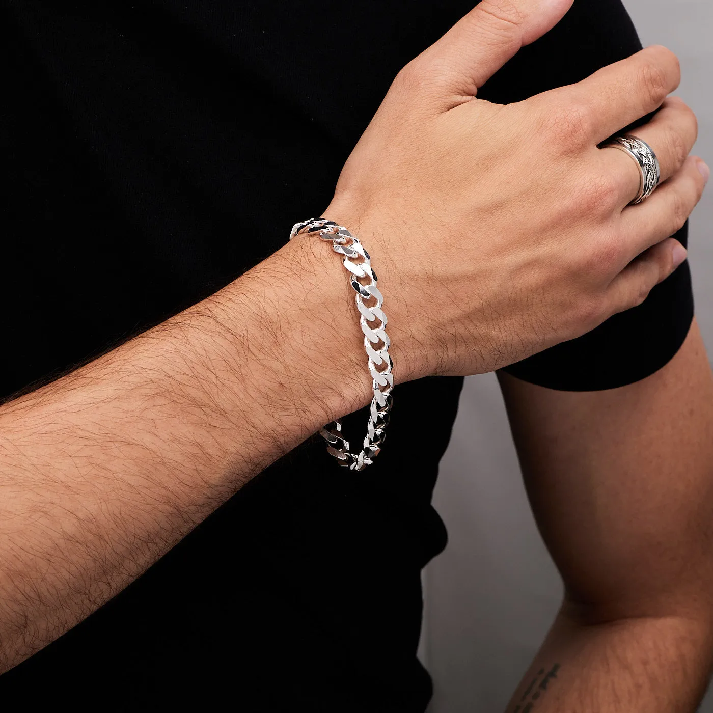 10mm Thick Solid 925 Silver Chain Bracelet for Men
