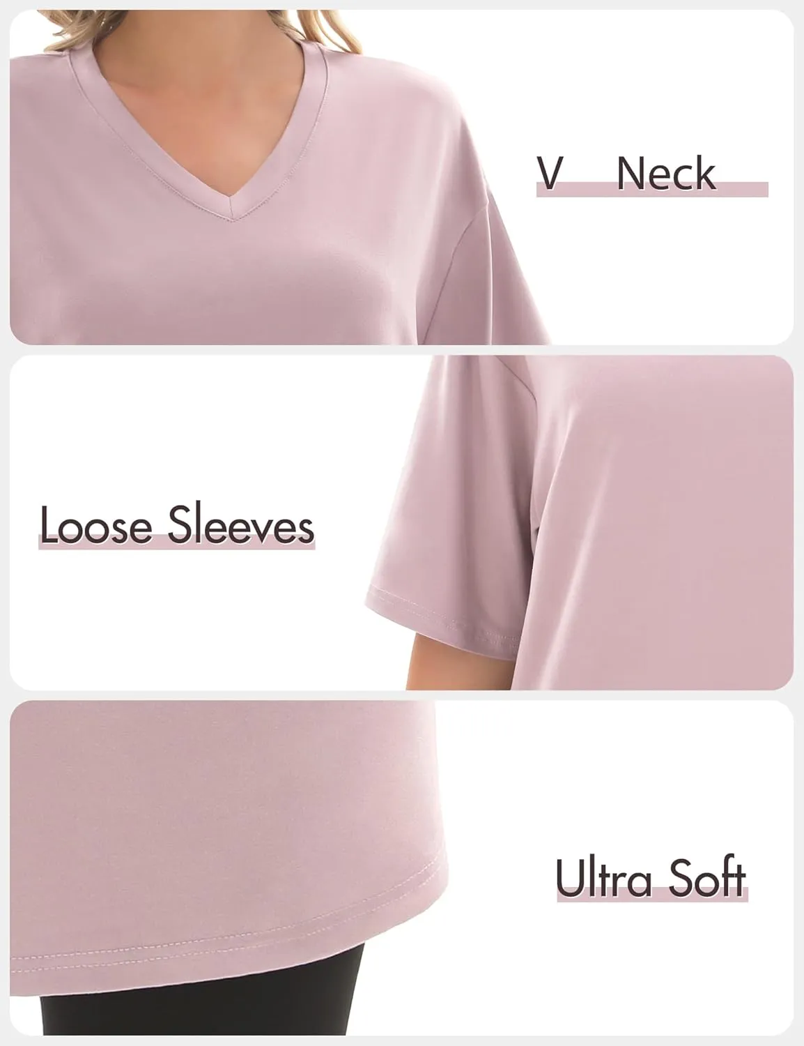 1/4 Pack Oversized TShirts for Women, Short Sleeve Drop shoulders Plus Size Baggy Dry Fit T Shirts Tops Tees