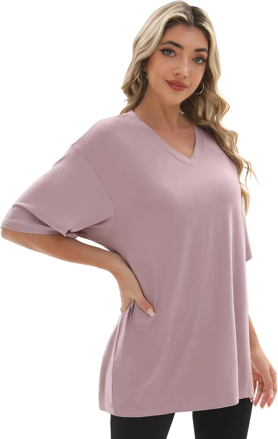 1/4 Pack Oversized TShirts for Women, Short Sleeve Drop shoulders Plus Size Baggy Dry Fit T Shirts Tops Tees