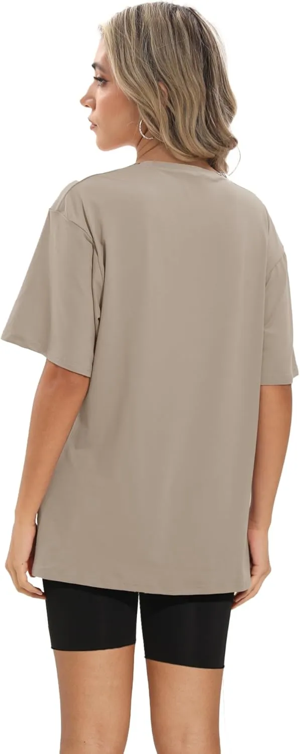 1/4 Pack Oversized TShirts for Women, Short Sleeve Drop shoulders Plus Size Baggy Dry Fit T Shirts Tops Tees