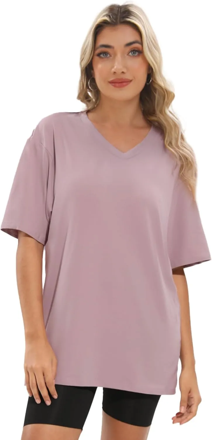 1/4 Pack Oversized TShirts for Women, Short Sleeve Drop shoulders Plus Size Baggy Dry Fit T Shirts Tops Tees