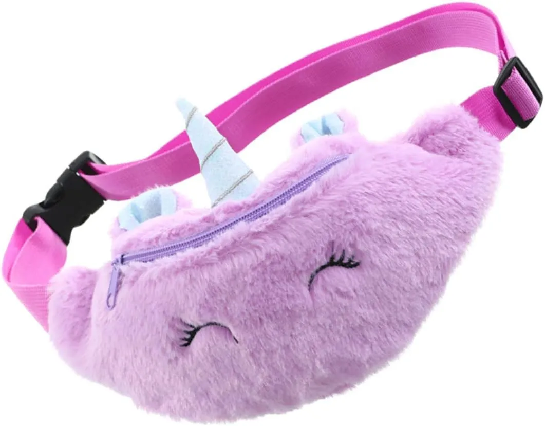 1pc Cartoon Unicorn Plush Waist Bag Cross Body Pouch for Durable Comfortable Plush Material for Fashion Daily Use Lovely Design