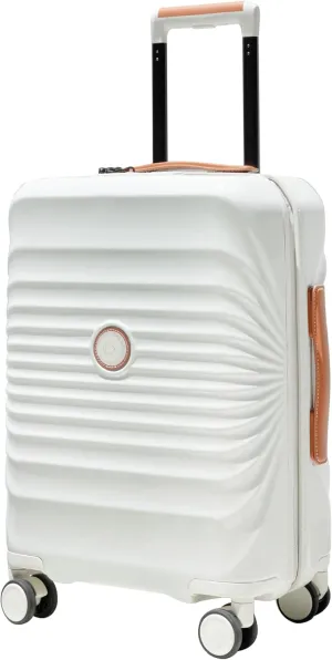 20" Lightweight Carry-On Luggage with USB Port, Effortless Travel Comfort, Creamy White with Spinner Wheels