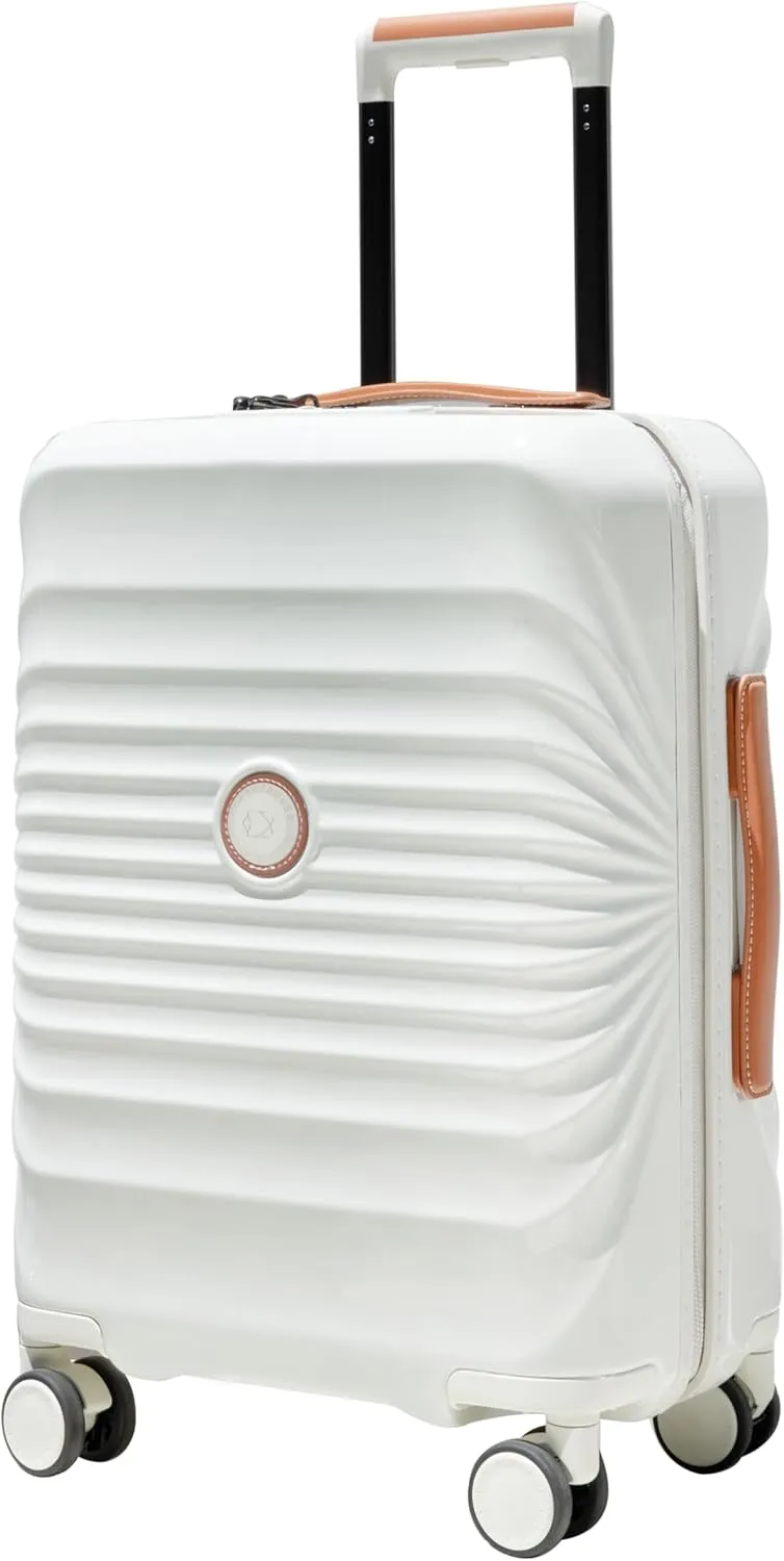 20" Lightweight Carry-On Luggage with USB Port, Effortless Travel Comfort, Creamy White with Spinner Wheels
