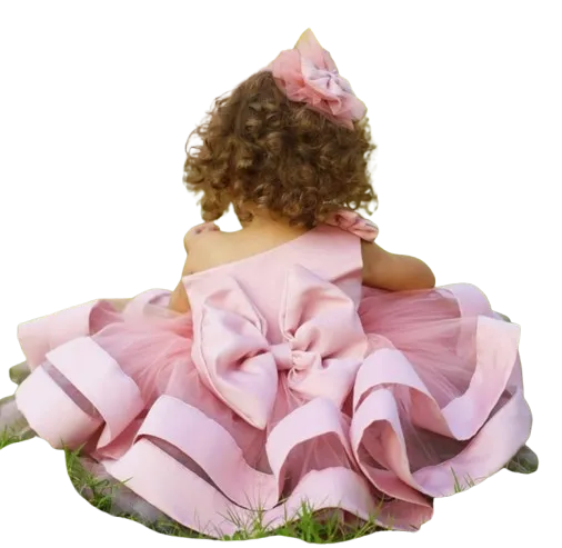 27356 - Blush Flower Girl Dress Satin Dress
