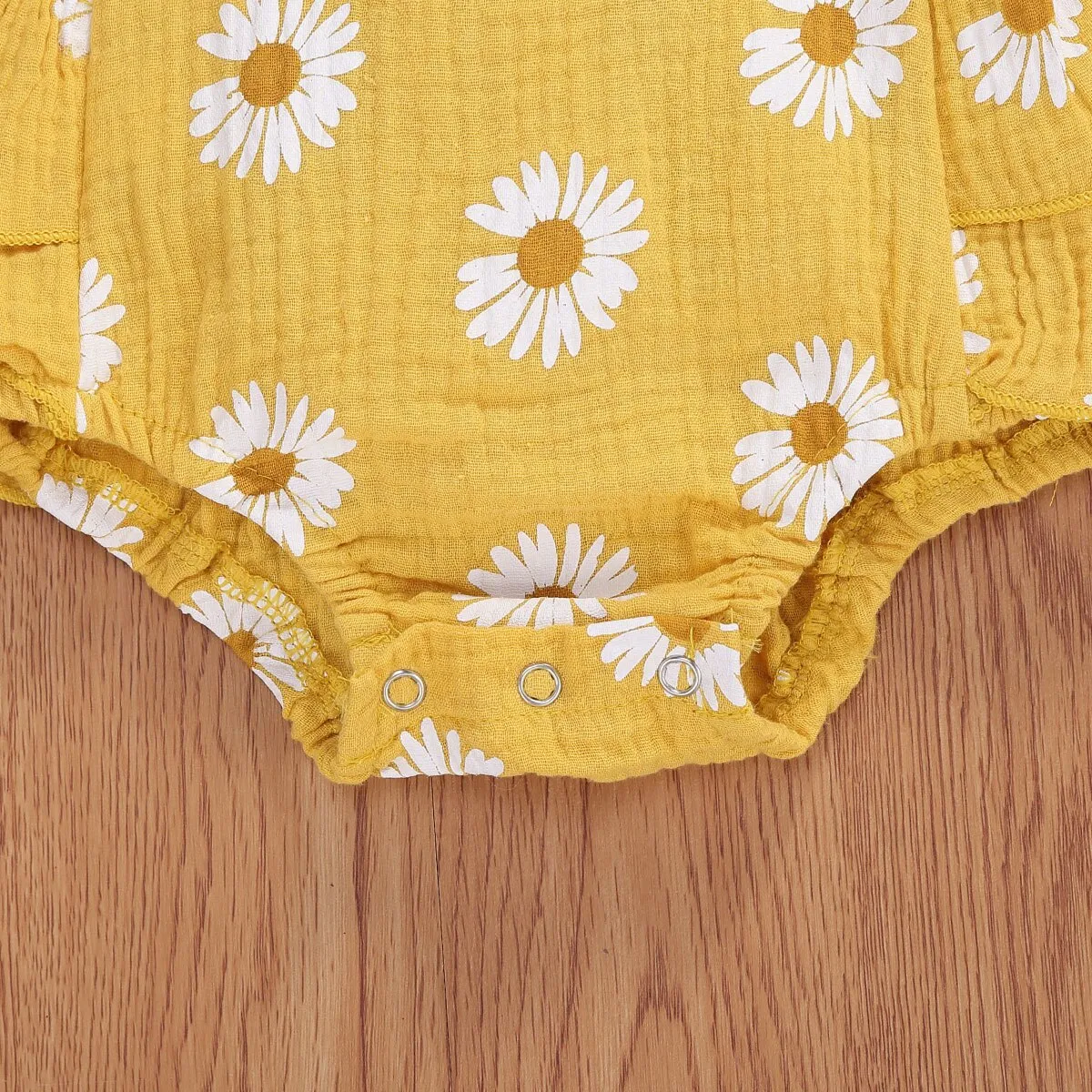 2Pcs Baby Girl Daisy Printed Off Shoulder Romper