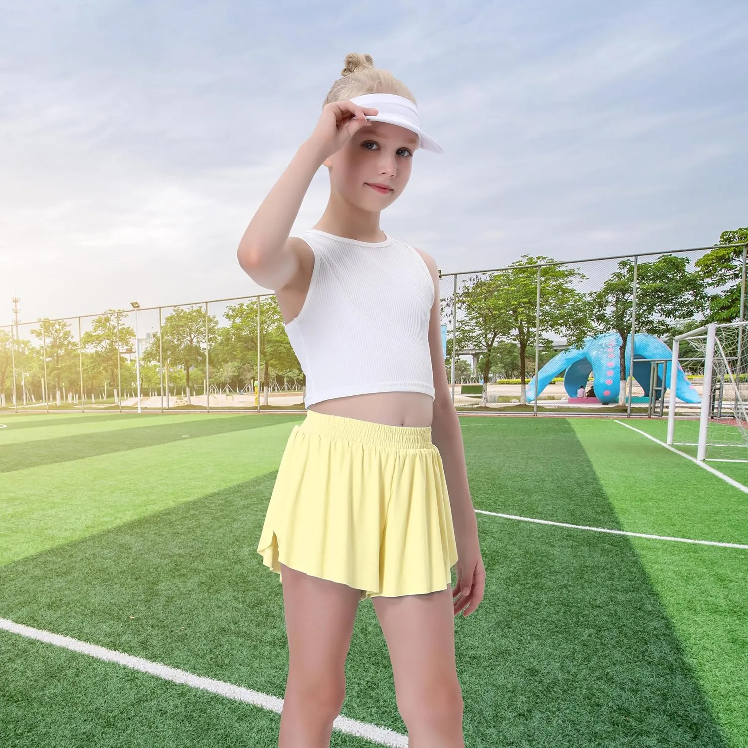 3 Pack Soft Girls Butterfly Shorts 7-16 Comfortable 2-in-1 Kids Flowy Shorts for Running, Dance, Sports