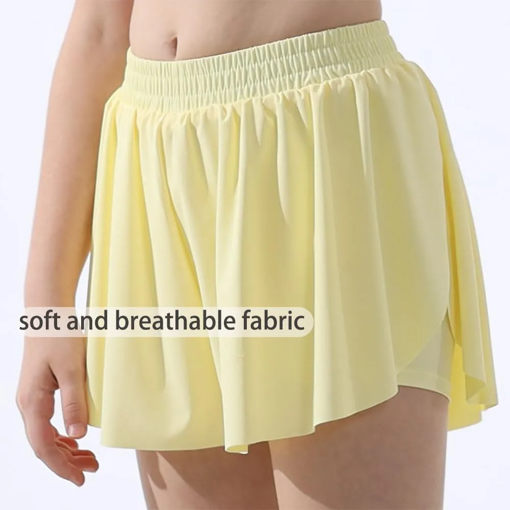 3 Pack Soft Girls Butterfly Shorts 7-16 Comfortable 2-in-1 Kids Flowy Shorts for Running, Dance, Sports