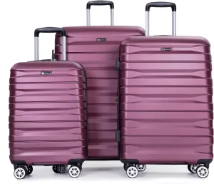 3-Piece Luggage Set for Effortless Travel, Lightweight & Durable with Expandable Features and 360 Spinner Wheels, Wine Red