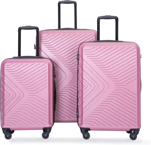 3 Piece Luggage Set for Effortless Travel, Secure & Organized with Spinner Wheels, Pink (20/24/28)