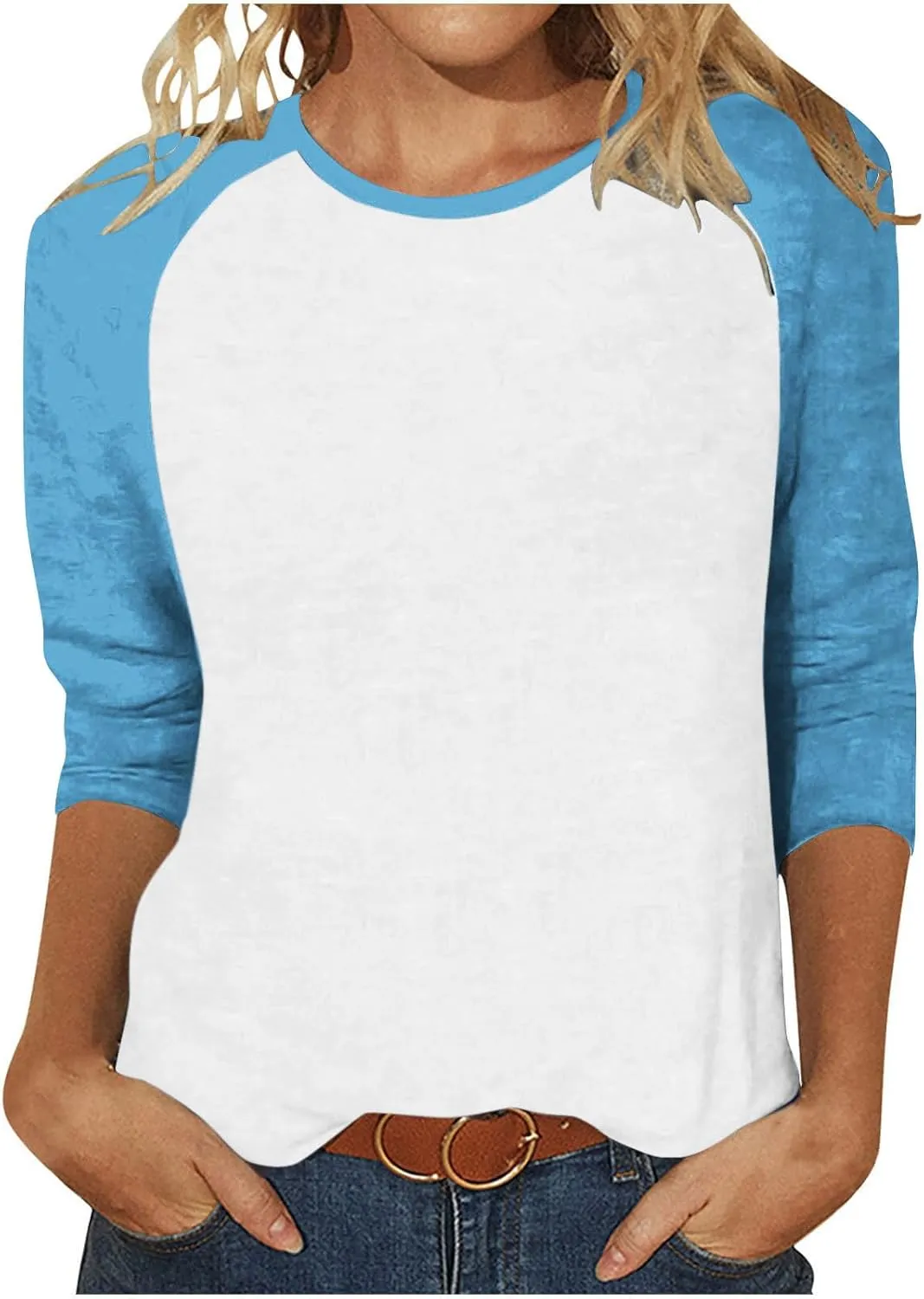 3/4 Sleeve Tops for Women Workout Jersey Shirts Baseball Style Raglan Tshirts Casual Color Block Tees Comfy Steetwear