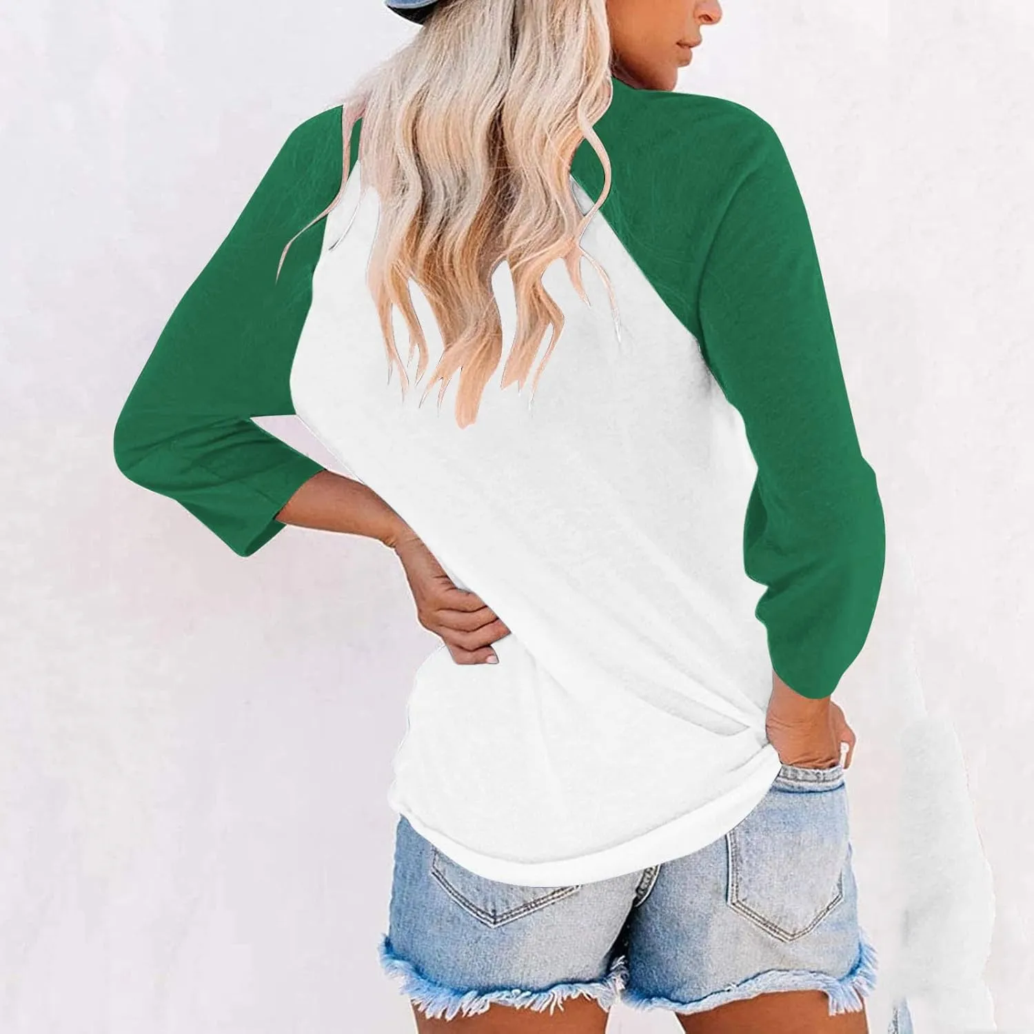 3/4 Sleeve Tops for Women Workout Jersey Shirts Baseball Style Raglan Tshirts Casual Color Block Tees Comfy Steetwear