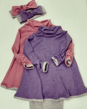 Adjustable Sleeve Knit Dress/Tops With High Neck-Niffers