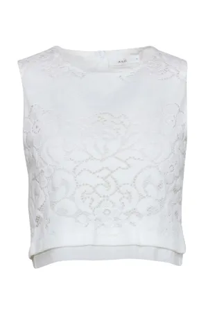 A.L.C. - Ivory Floral Lace Crop Top Sz S