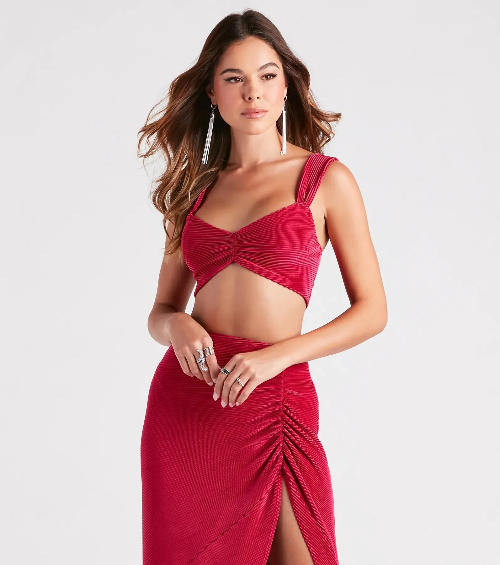 Always Impressed Satin Pleated Crop Top