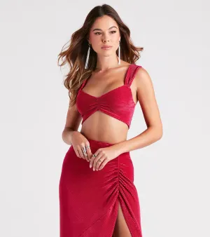 Always Impressed Satin Pleated Crop Top