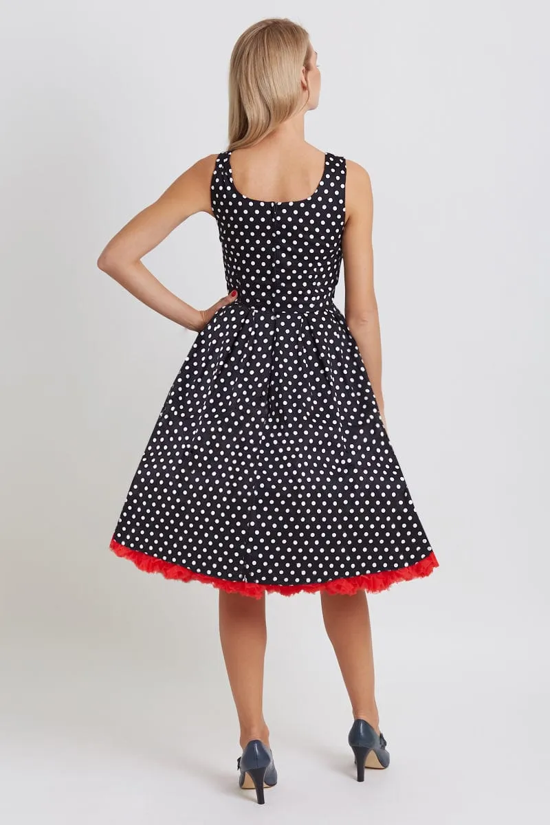 Amanda Black & White Polka Dot Swing Dress