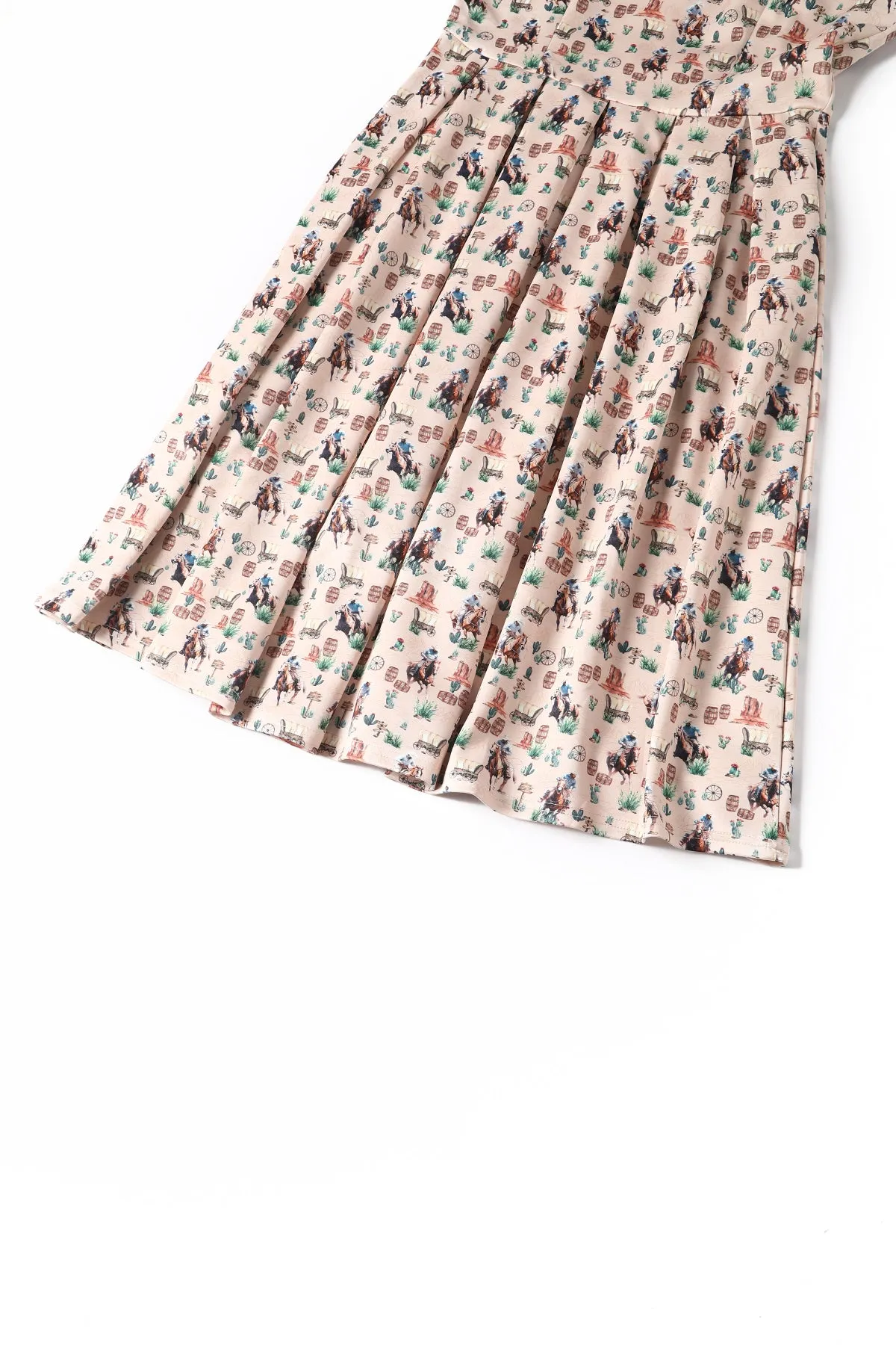 Amanda Cowboy Beige Flared Dress