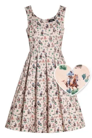 Amanda Cowboy Beige Flared Dress