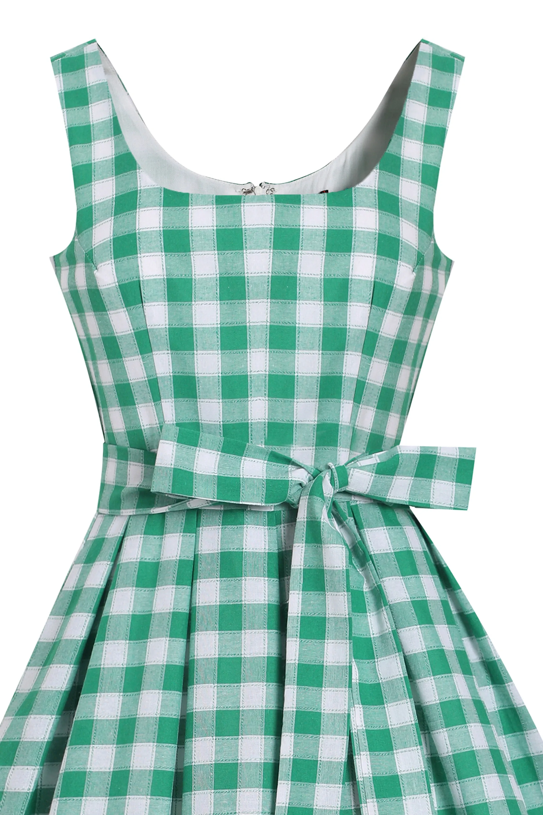 Amanda Green & White Check Swing Dress