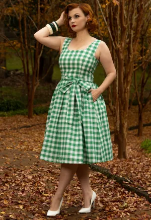 Amanda Green & White Check Swing Dress