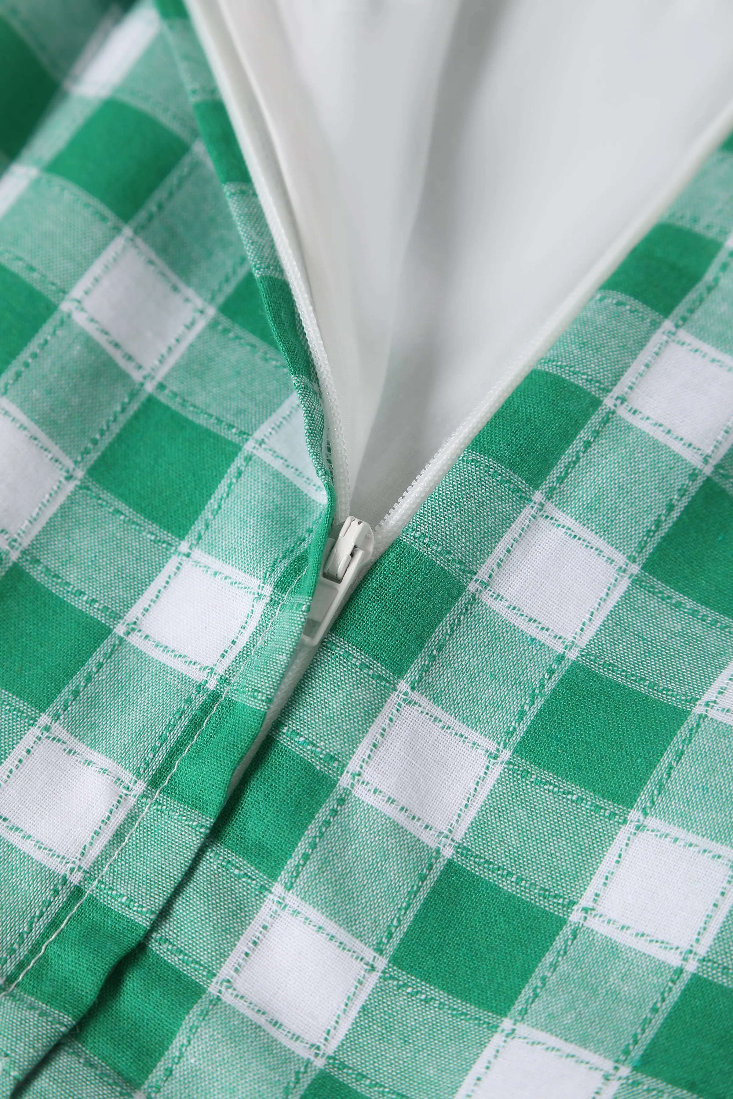 Amanda Green & White Check Swing Dress