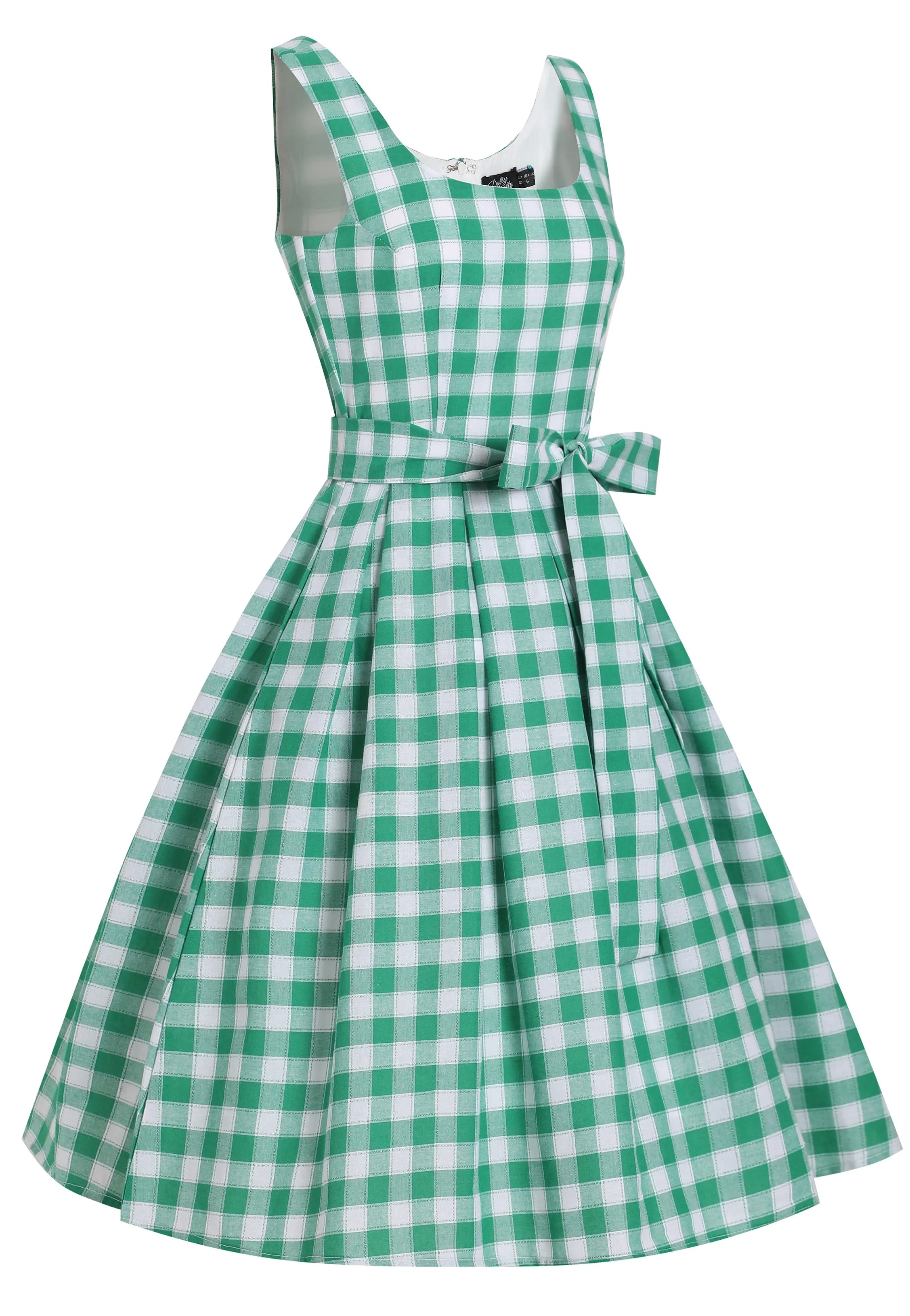 Amanda Green & White Check Swing Dress