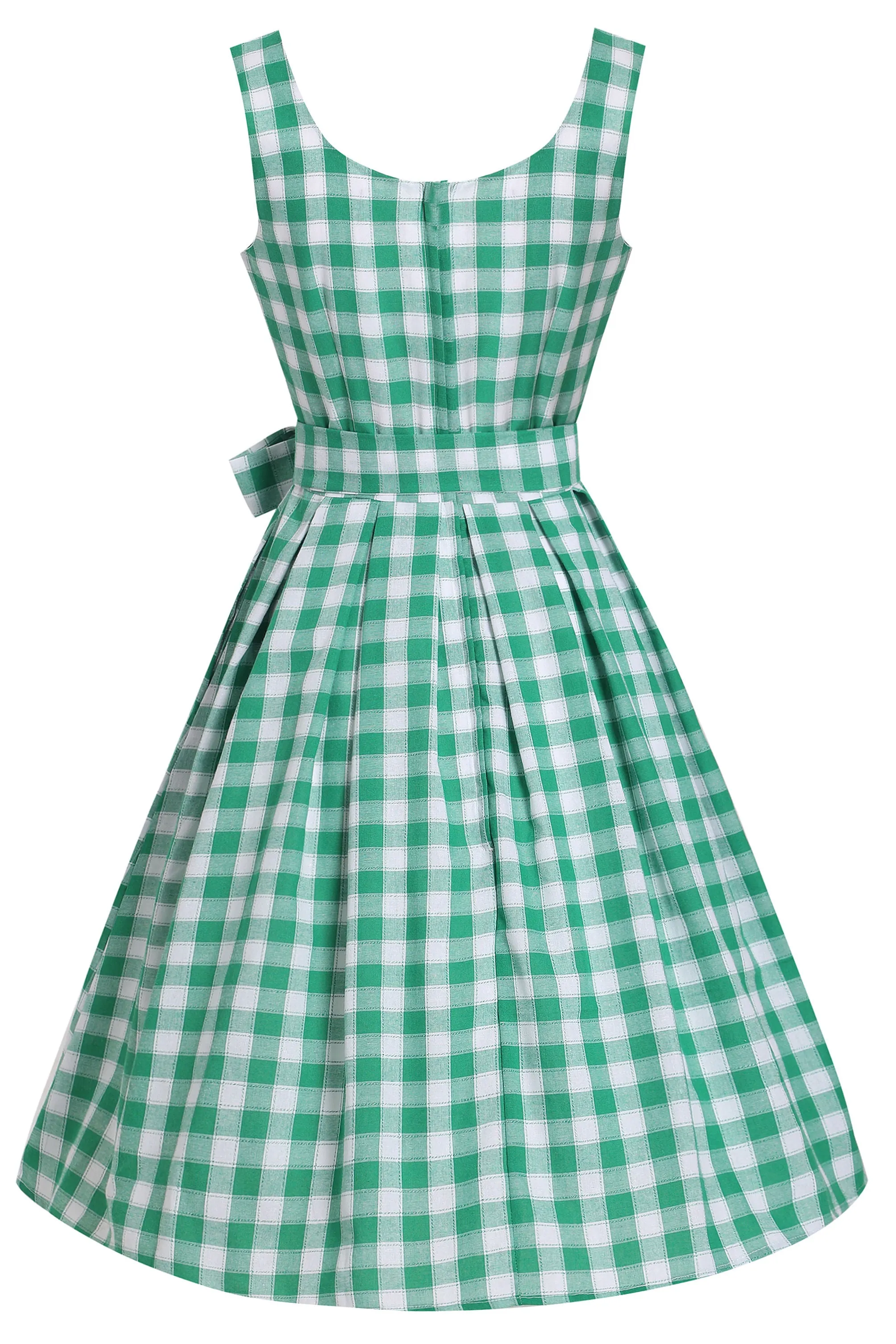 Amanda Green & White Check Swing Dress