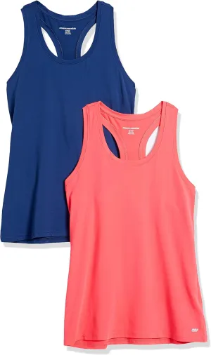Amazon Essentials Women's Active Quick Dry Tech Stretch Racerback Tank Top (Available in Plus Size), Multipacks