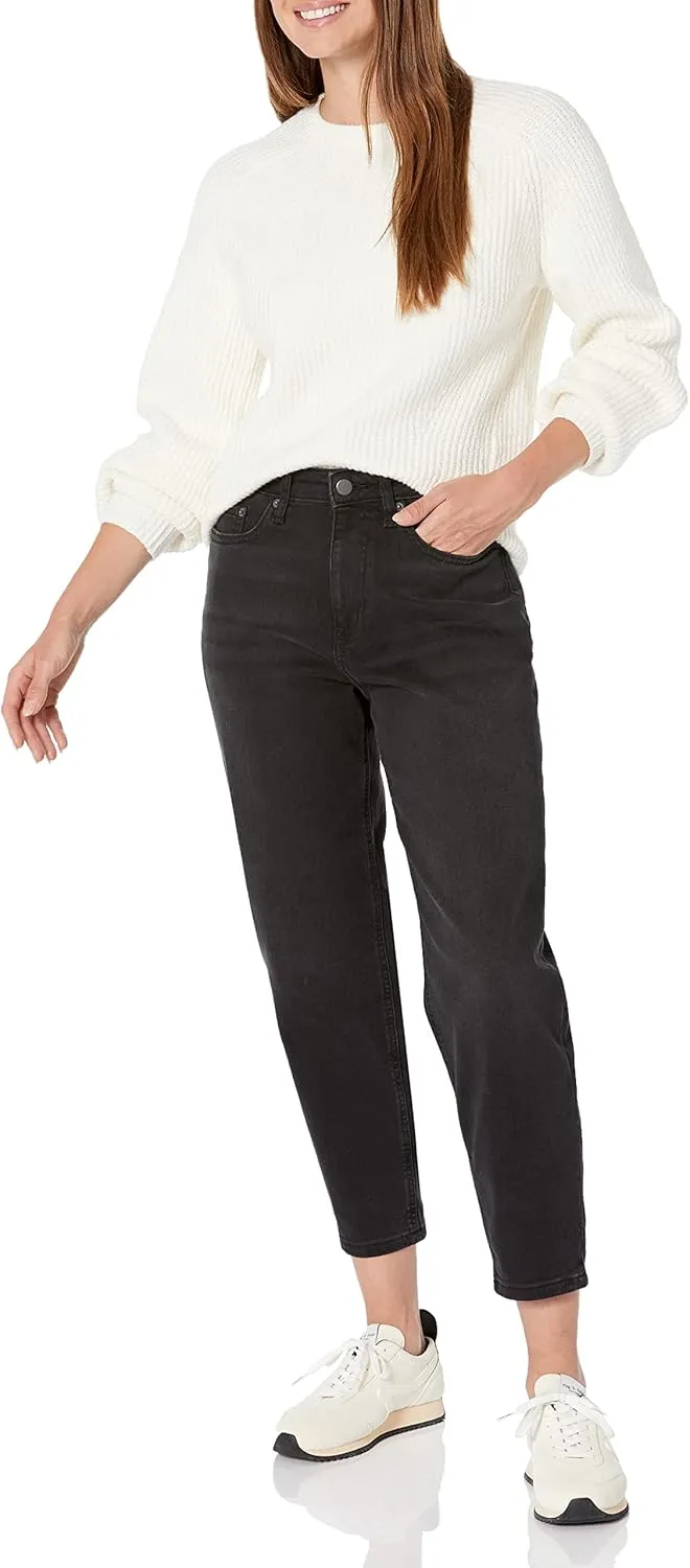 Amazon Essentials Women's High-Rise Relaxed Leg Tapered Ankle Jean