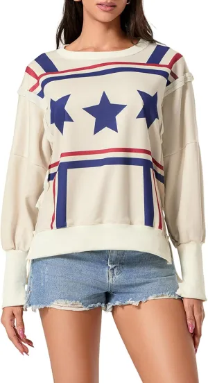 Amiblvowa Women Y2K Oversized Vintage Graphic Sweatshirt Long Sleeve Crewneck Relaxed Sweater Jacket Loose Fit Pullover Tops