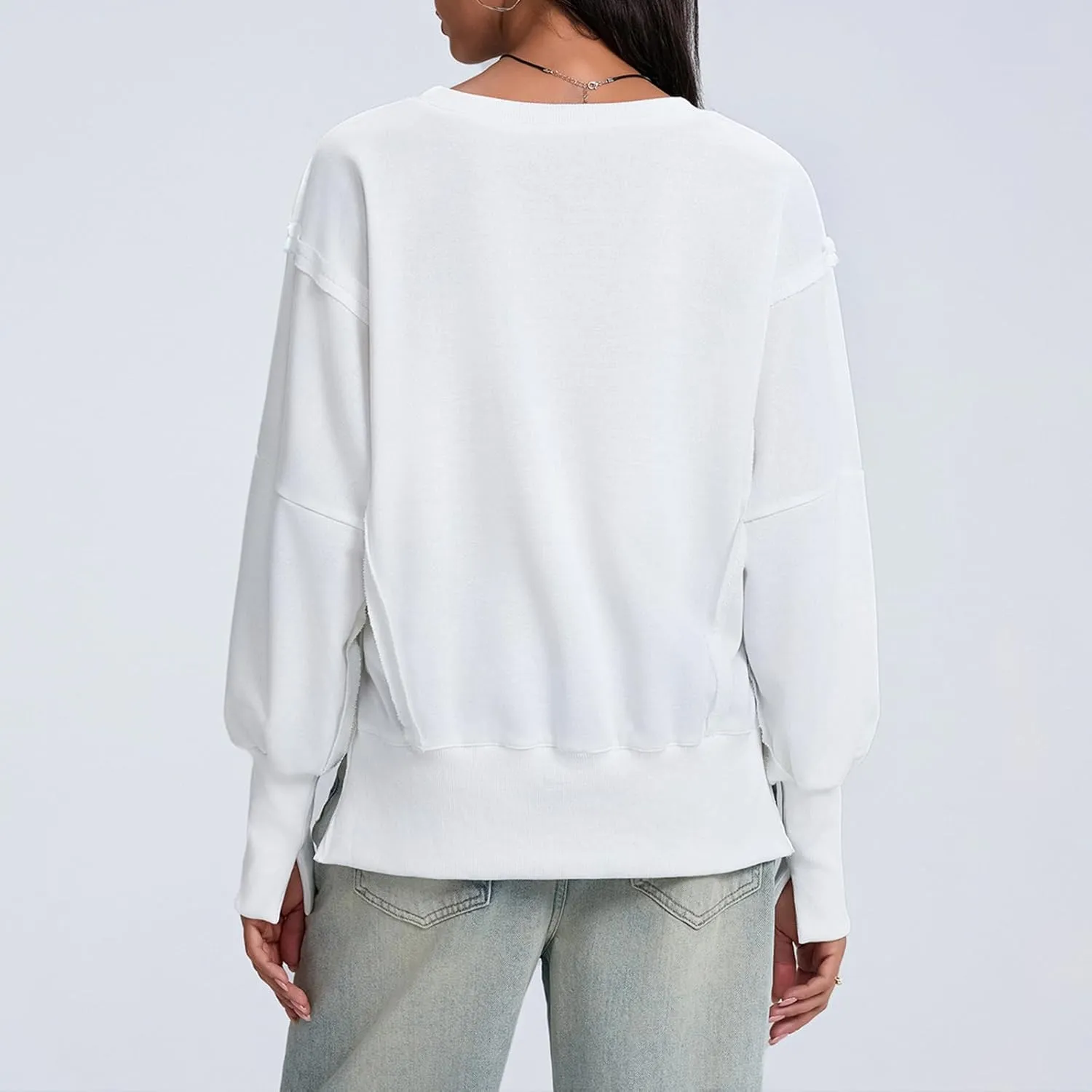 Amiblvowa Women Y2K Oversized Vintage Graphic Sweatshirt Long Sleeve Crewneck Relaxed Sweater Jacket Loose Fit Pullover Tops