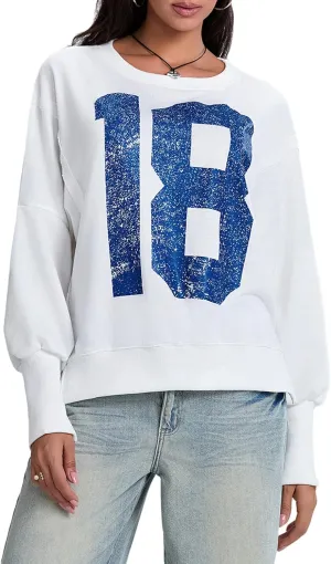 Amiblvowa Women Y2K Oversized Vintage Graphic Sweatshirt Long Sleeve Crewneck Relaxed Sweater Jacket Loose Fit Pullover Tops