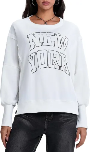 Amiblvowa Women Y2K Oversized Vintage Graphic Sweatshirt Long Sleeve Crewneck Relaxed Sweater Jacket Loose Fit Pullover Tops