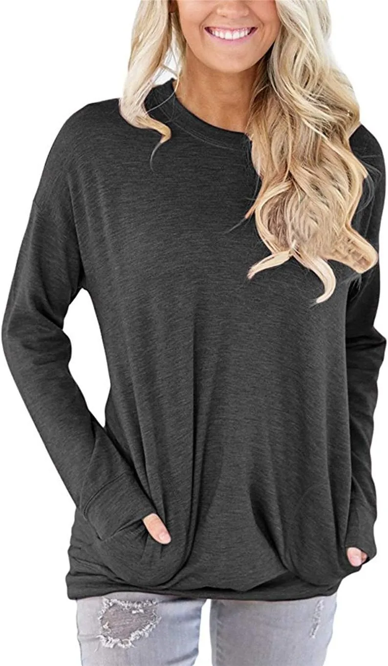 Angerella Women's Casual Loose Fit Pocket Shirts Printed Tops