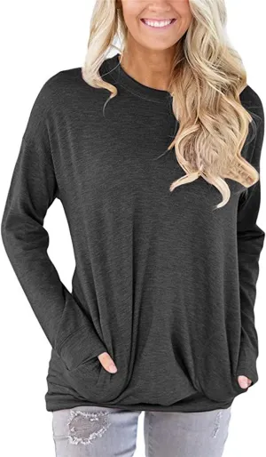 Angerella Women's Casual Loose Fit Pocket Shirts Printed Tops