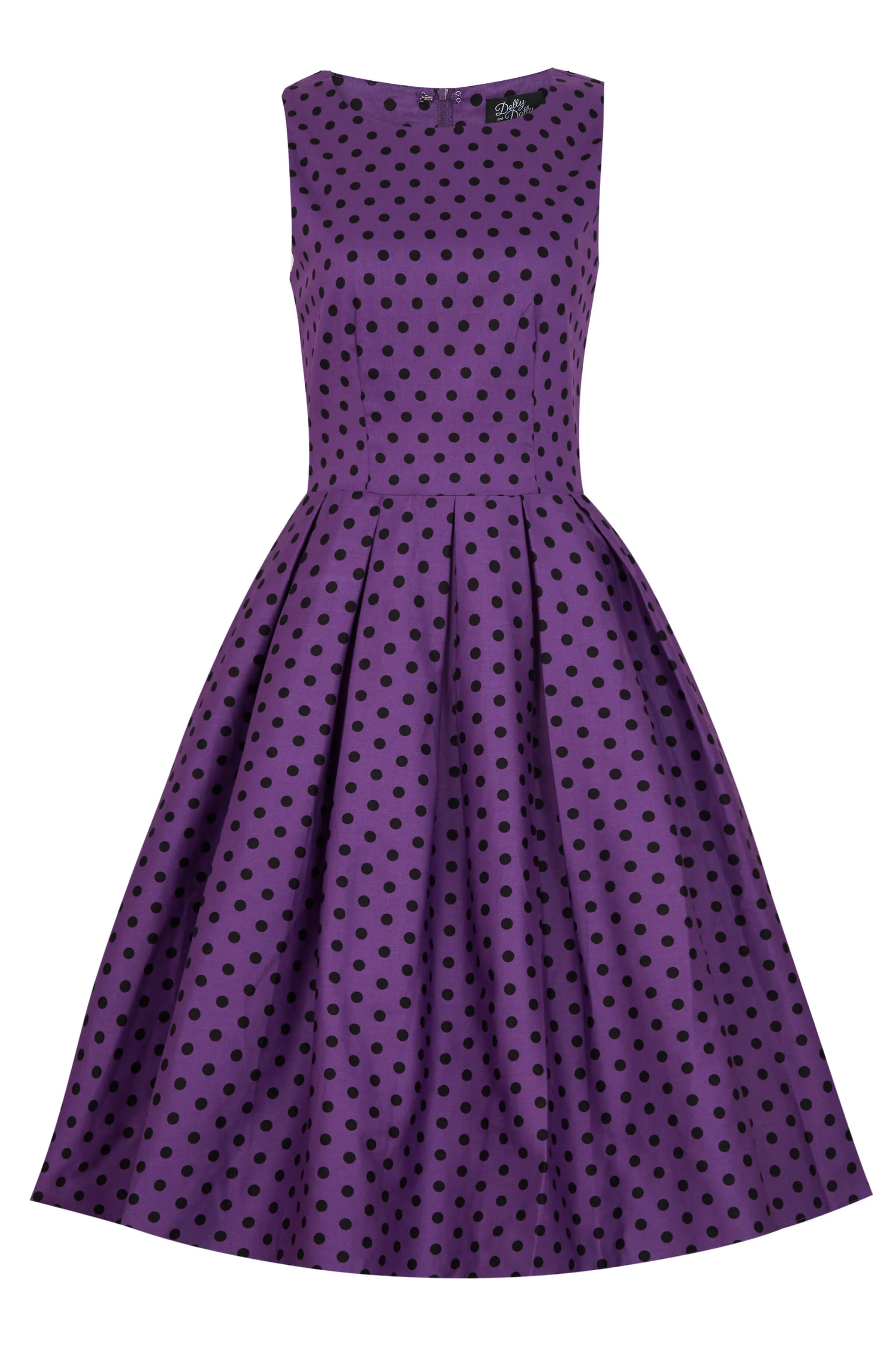 Annie Retro Polka Dot Dress in Purple/Black