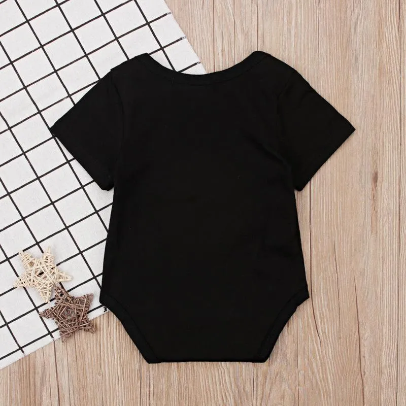 Baby Halloween Letter Cartoon Print Short Sleeve Rompers