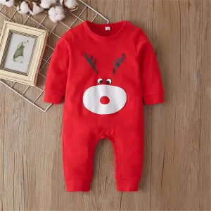 Baby Solid Animal Print Long Sleeve Rompers
