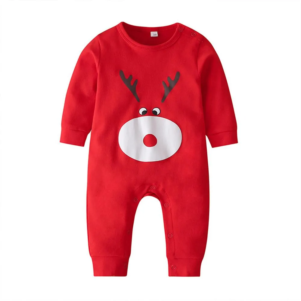 Baby Solid Animal Print Long Sleeve Rompers
