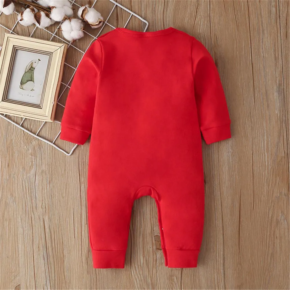 Baby Solid Animal Print Long Sleeve Rompers