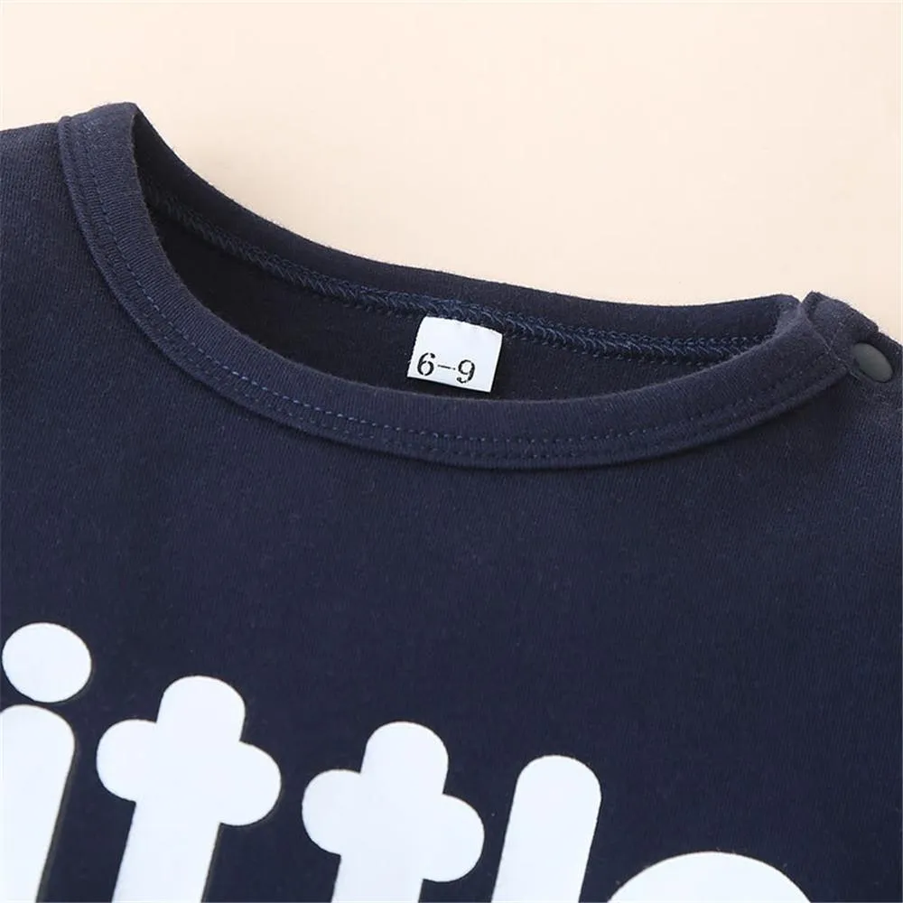 Baby Solid Long Sleeve Letter Print Rompers