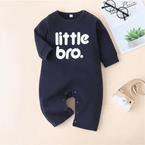 Baby Solid Long Sleeve Letter Print Rompers