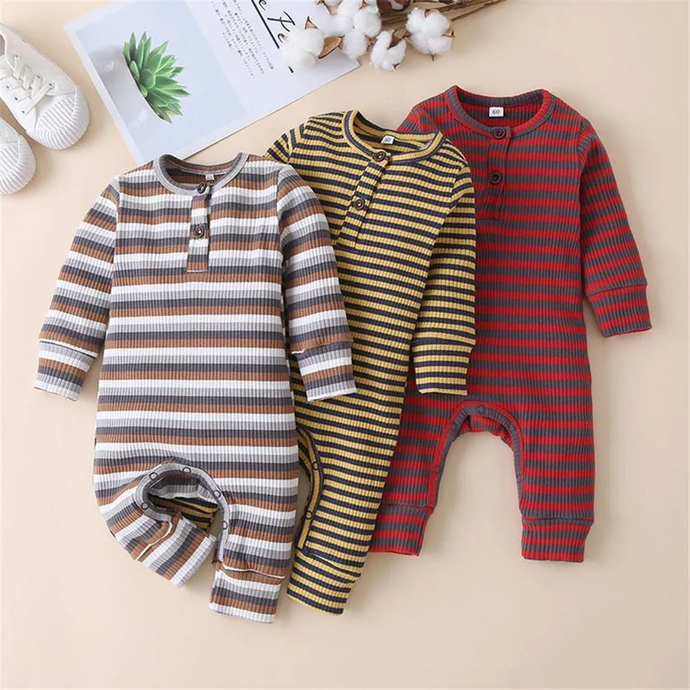 Baby Stripe Long Sleeve Casual Rompers