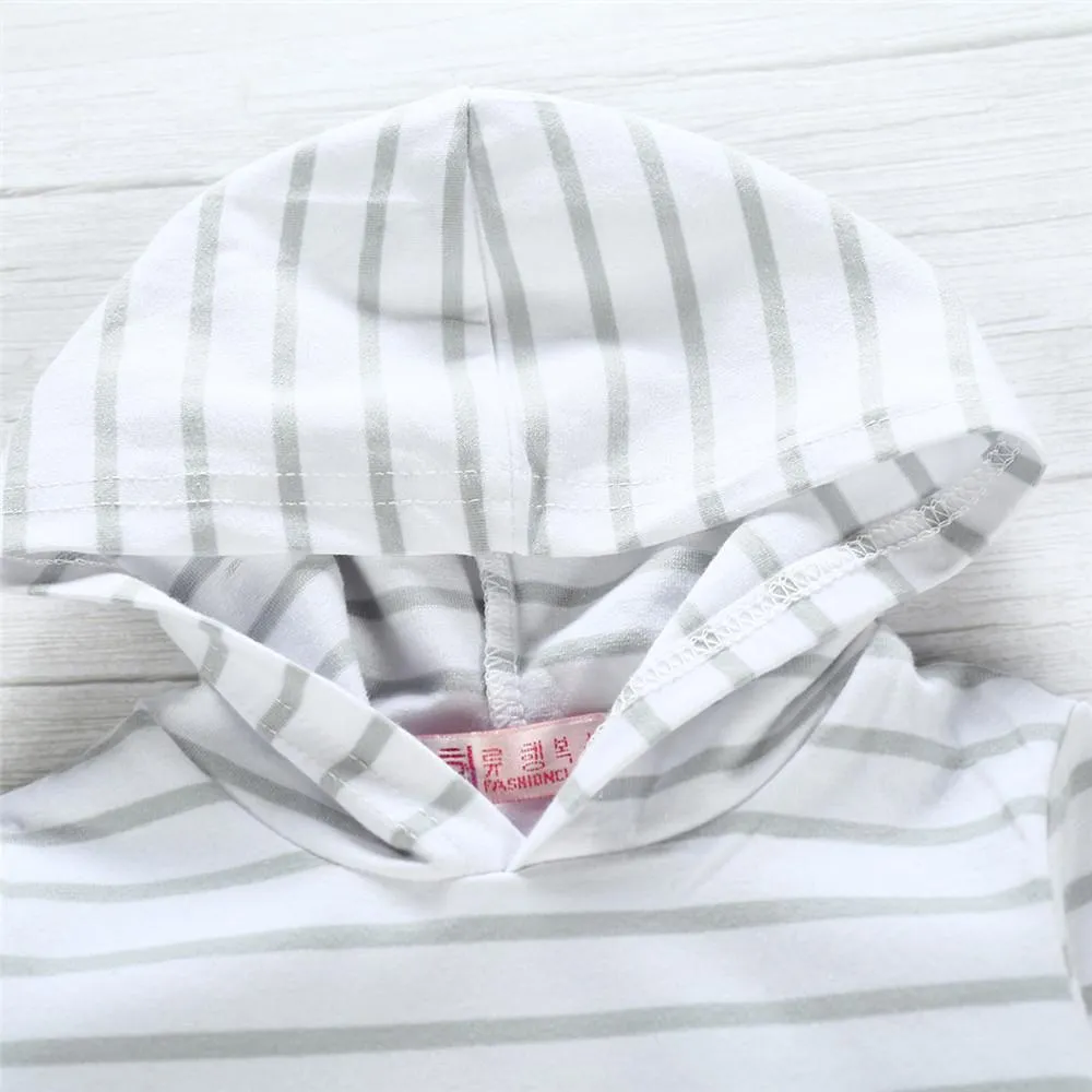 Baby Striped Long Sleeve Hooded Rompers