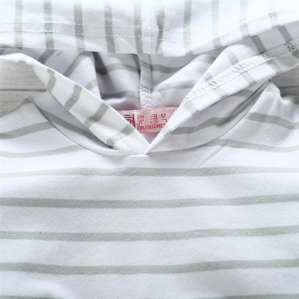 Baby Striped Long Sleeve Hooded Rompers
