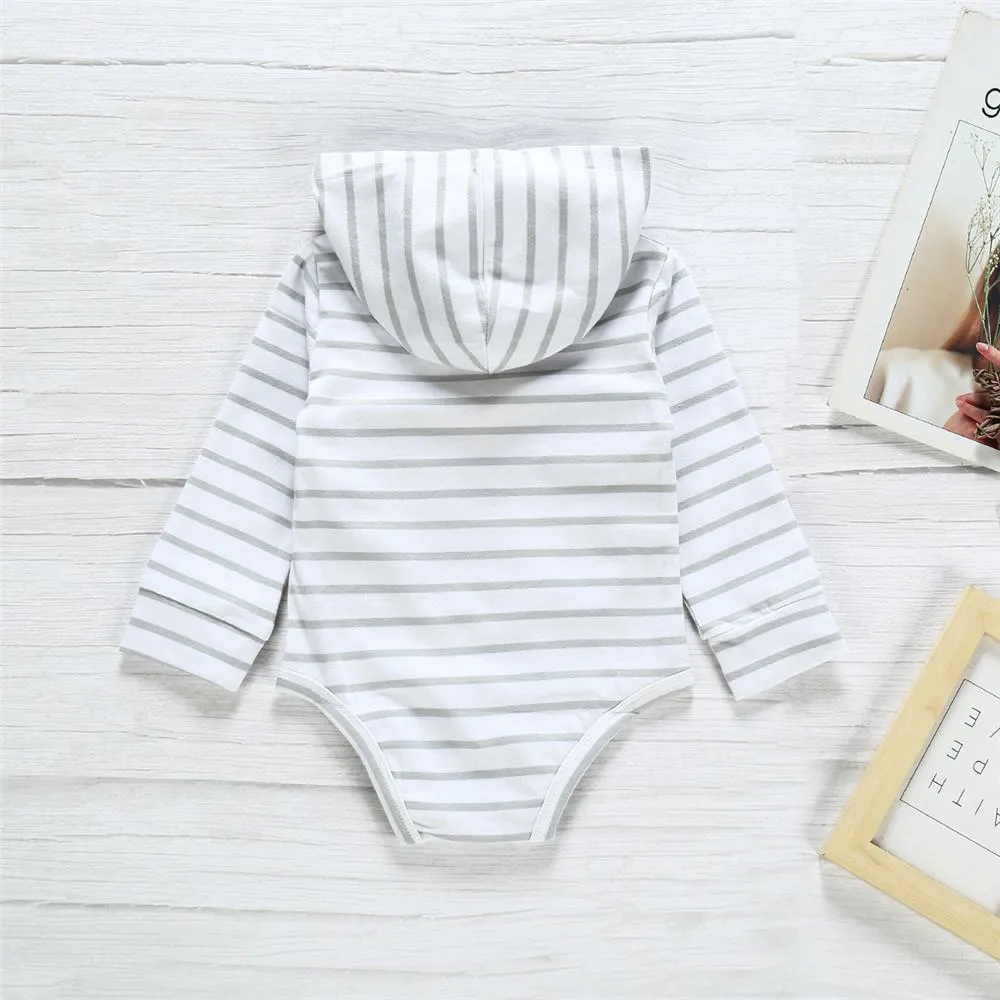 Baby Striped Long Sleeve Hooded Rompers