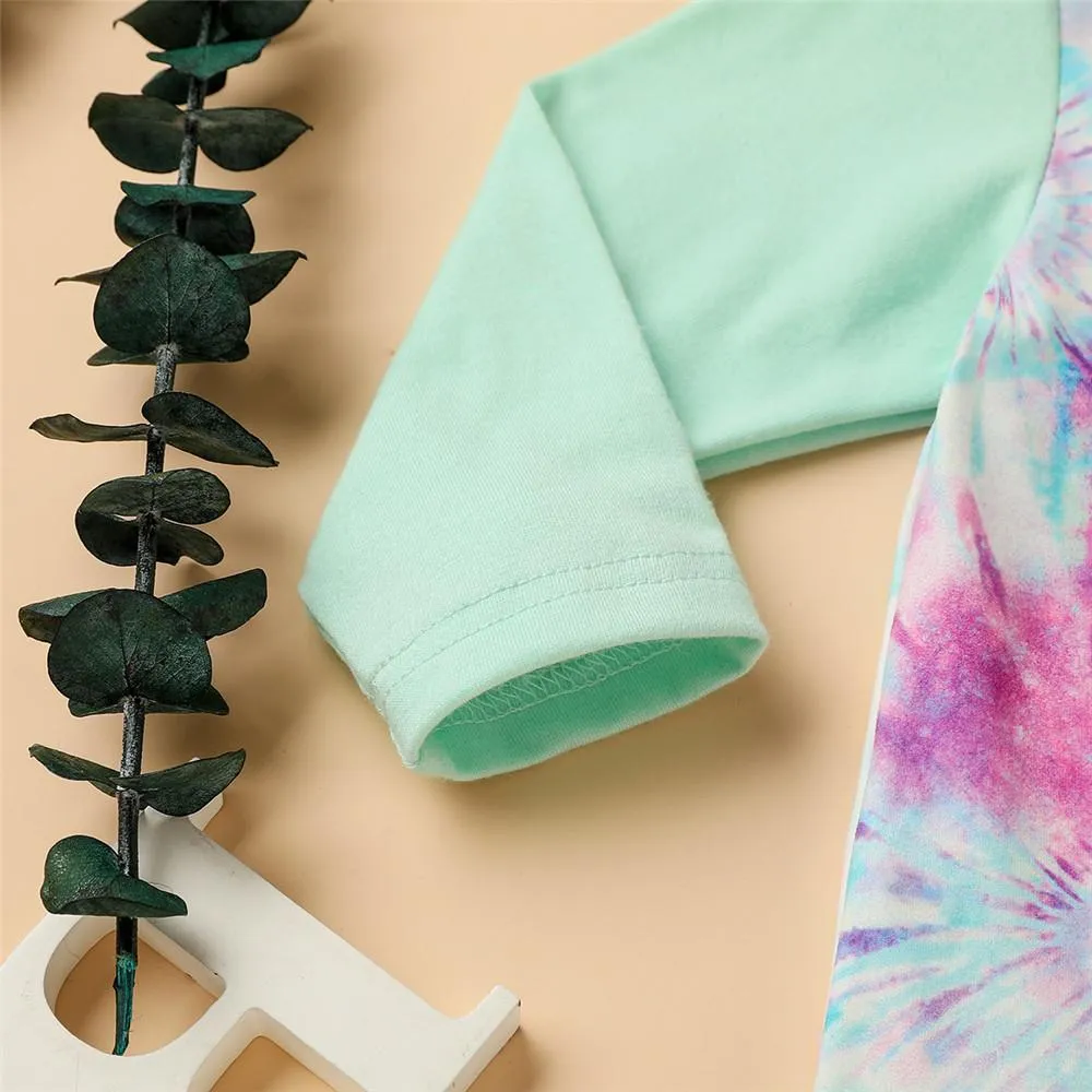 Baby Tie-dye Long Sleeve Button Rompers