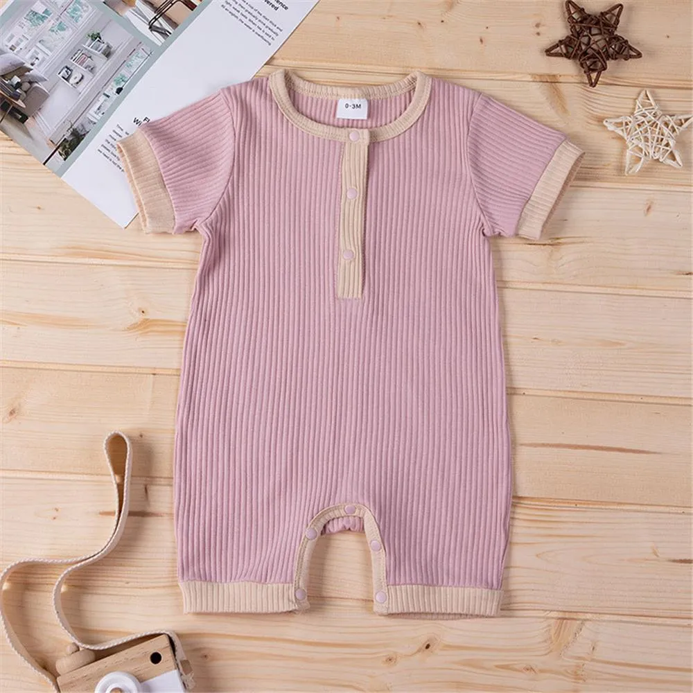 Baby Unisex Short Sleeve Striped Romper Wholesale Baby Rompers