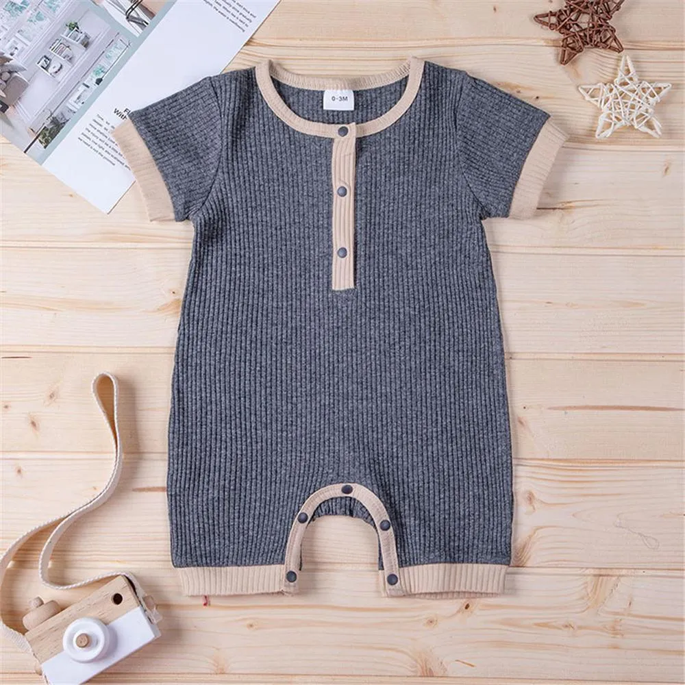 Baby Unisex Short Sleeve Striped Romper Wholesale Baby Rompers